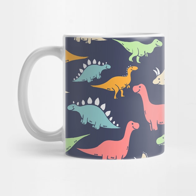 Assorted Illustrated Dinosaurs Pattern by bluerockproducts